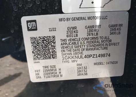 2023 GMC Acadia Awd Slt from USA, damaged, VIN 1GKKNUL40PZ149874